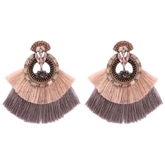 Boho Glam Statement Earrings with Layered Tassels - Picture 4 of 4